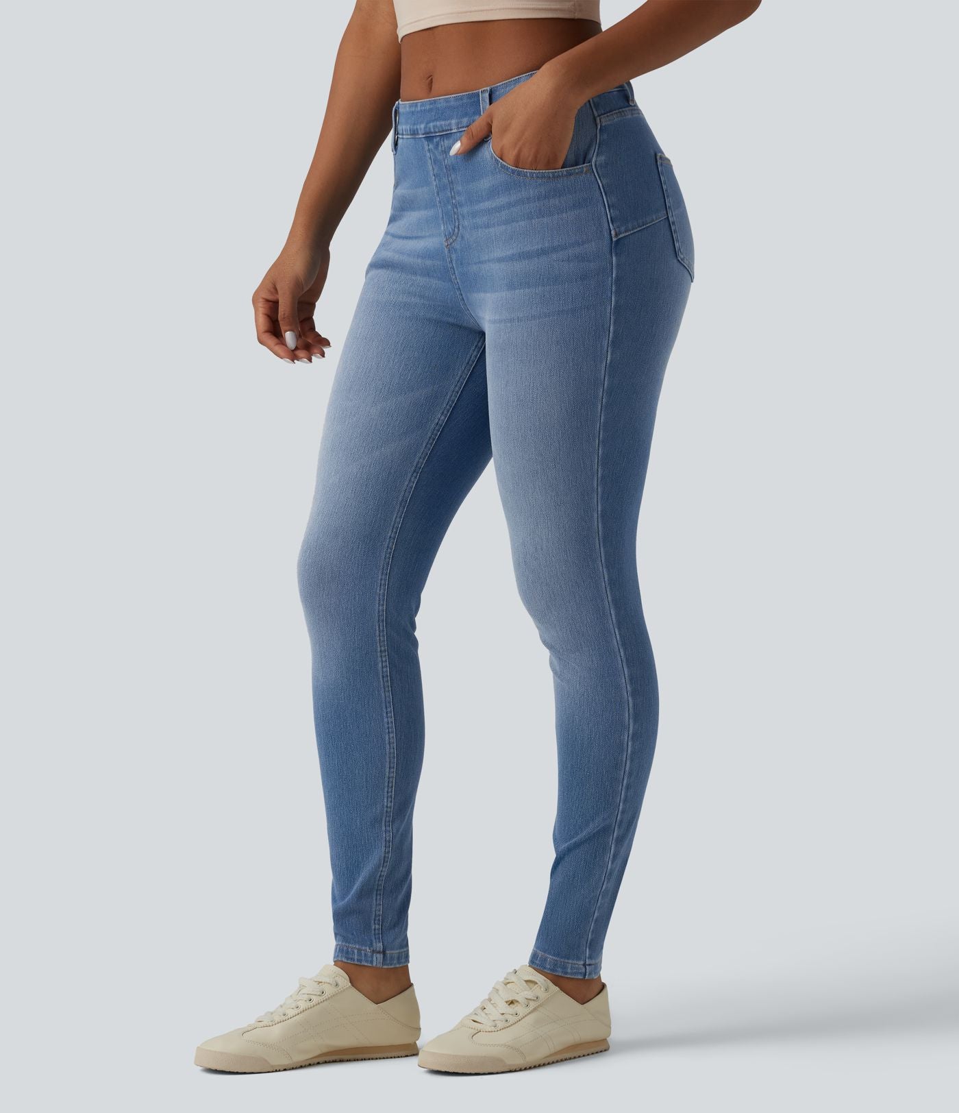 Jean skinny 7/8 casual Halara Flex™ Curvy taille mi-haute avec poches