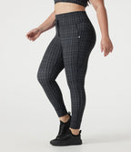 Legging de yoga grande taille Halara UltraSculpt™ taille haute à carreaux avec cordon ajustable et poches