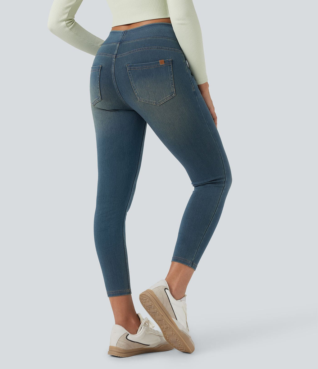 Leggings 7/8 décontractés en denim taille haute avec poches Halara Flex™