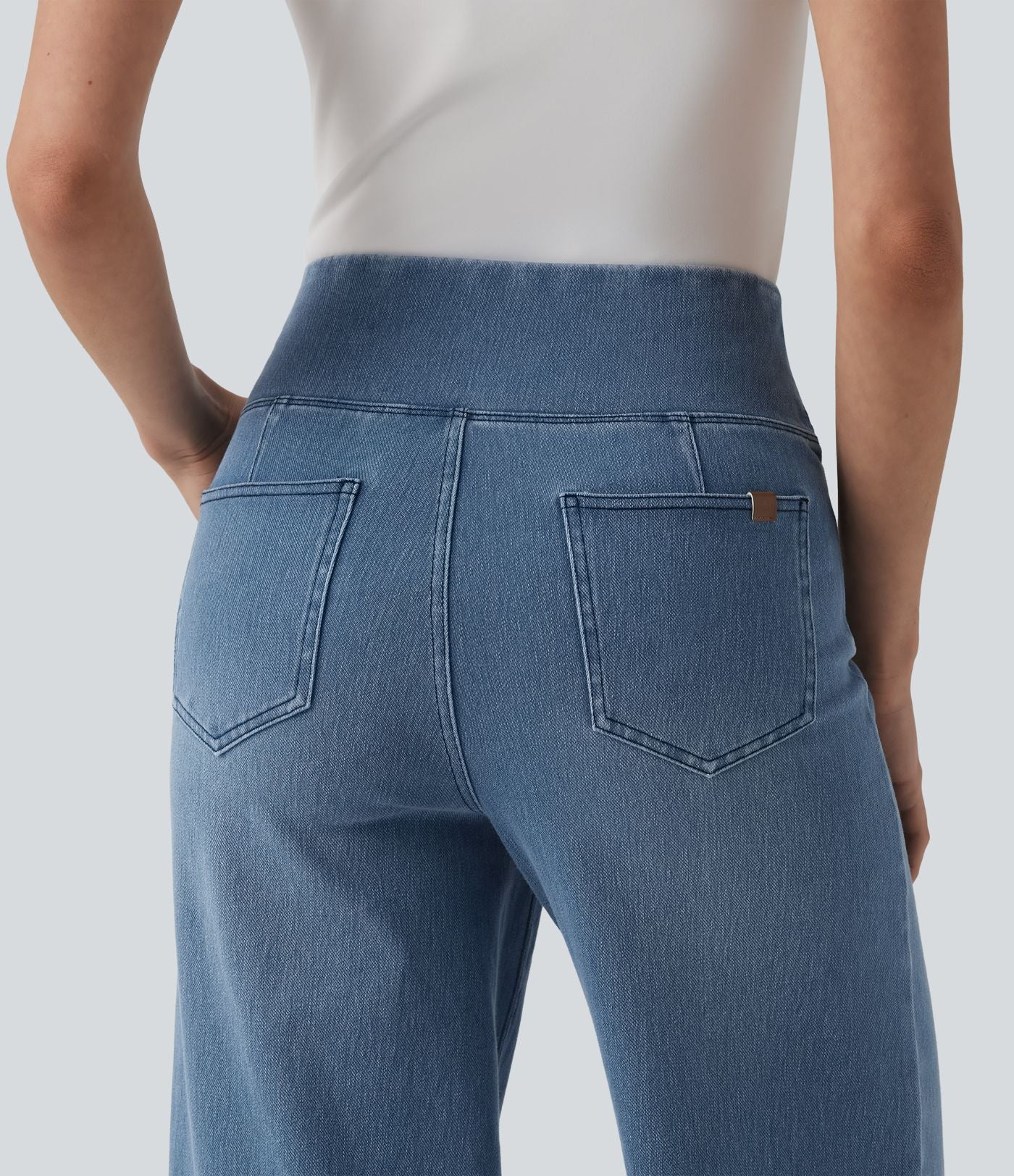 Halara Flex™ Jean large taille haute croisée ventre plat avec poches