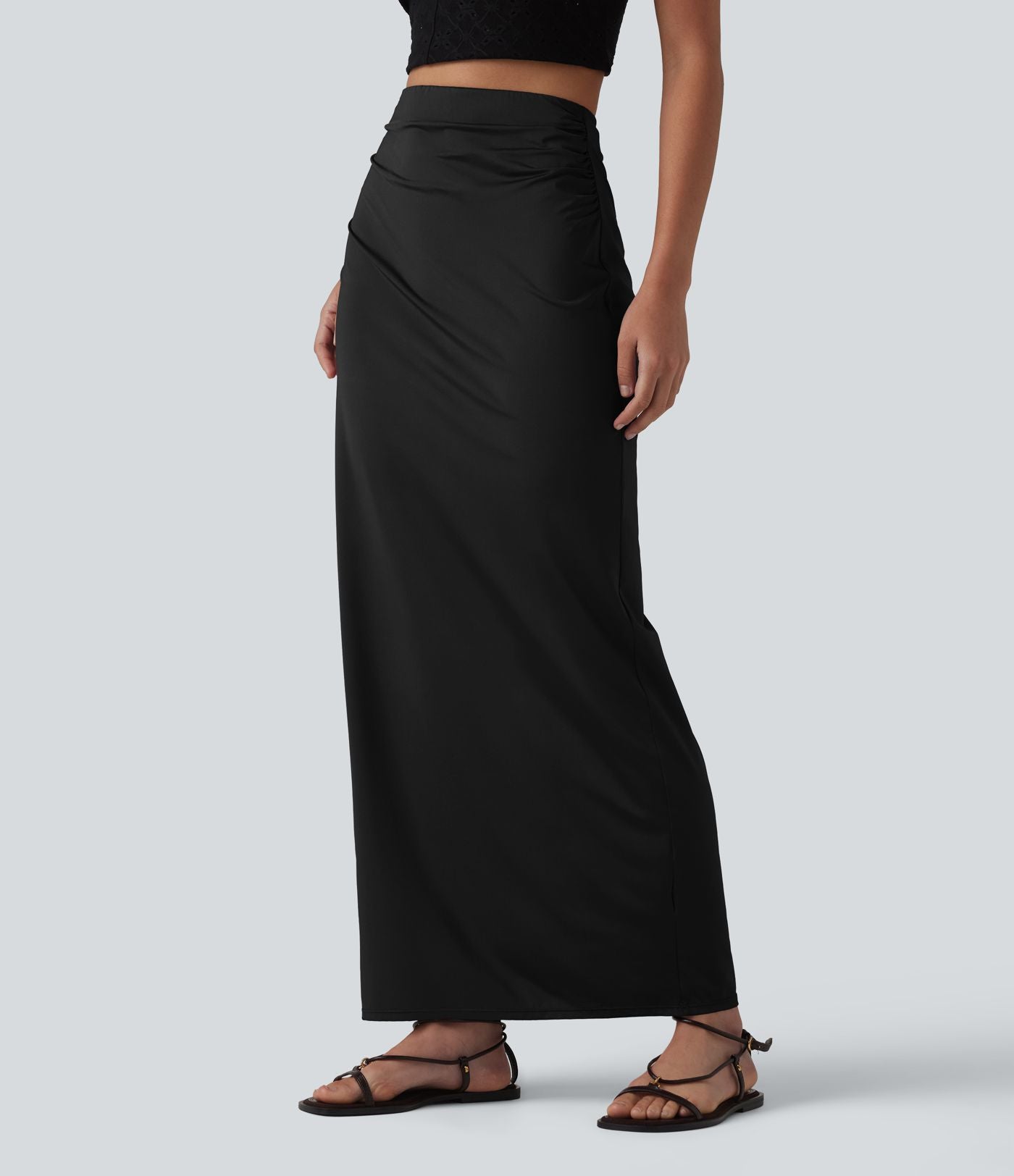 Jupe crayon longue taille haute effet frais InstantCool avec fronces