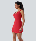 Robe de sport yoga 2-en-1 SoftlyZero™ Plush push-up coques moulées fermeture éclair avec poches édition Easy Peasy E-G