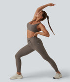 Legging de yoga fuselé taille haute avec cordon de serrage pied-de-poule avec poches
