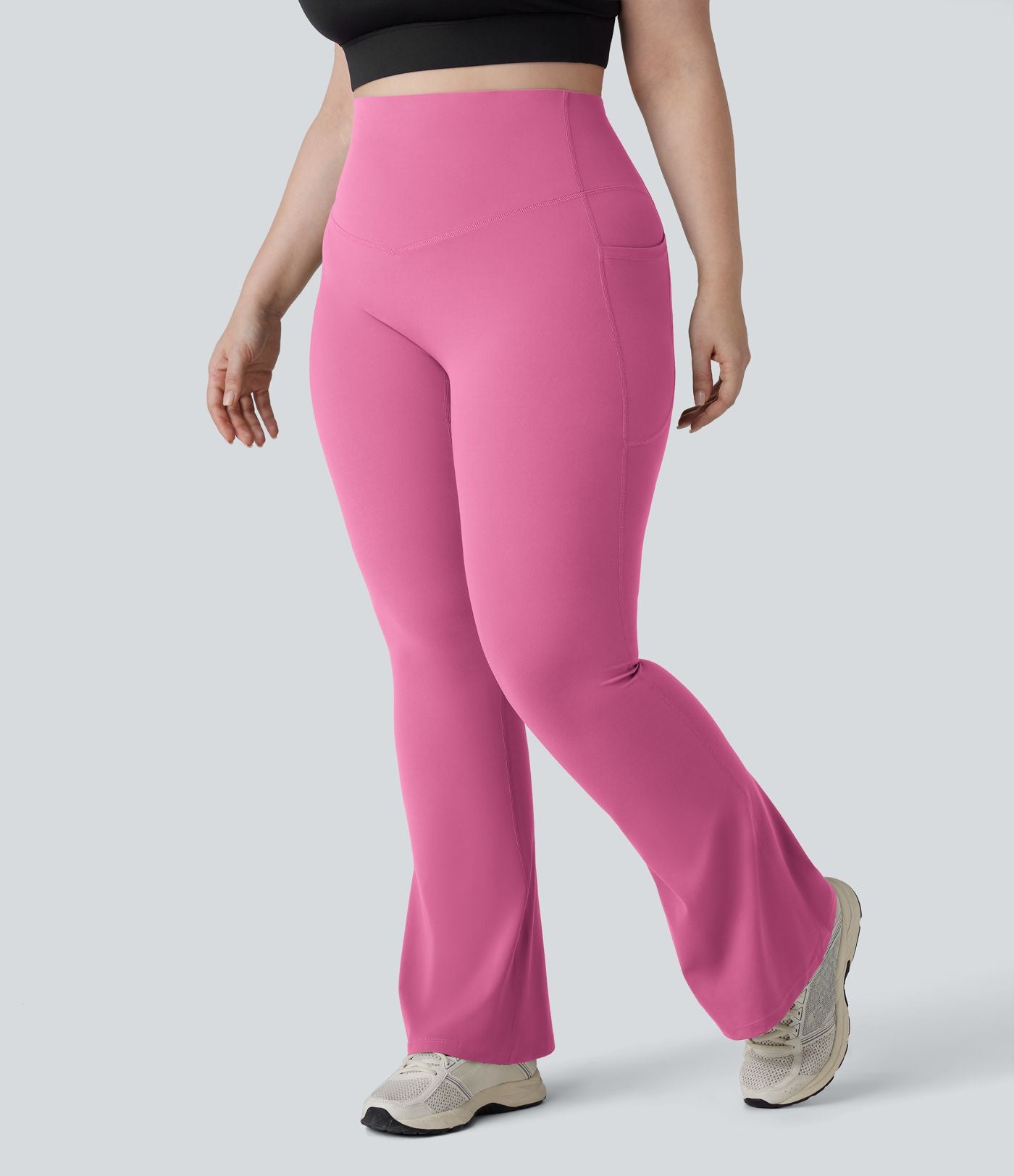 Pantalon de yoga à coupe bootcut gainant taille haute grande taille avec poches Halara UltraSculpt™