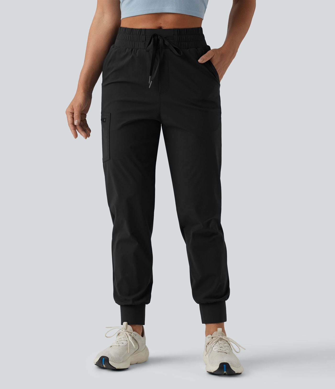 Jogging running taille mi-haute à cordon de serrage avec poches