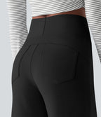 Pantalon décontracté ample taille haute avec poches