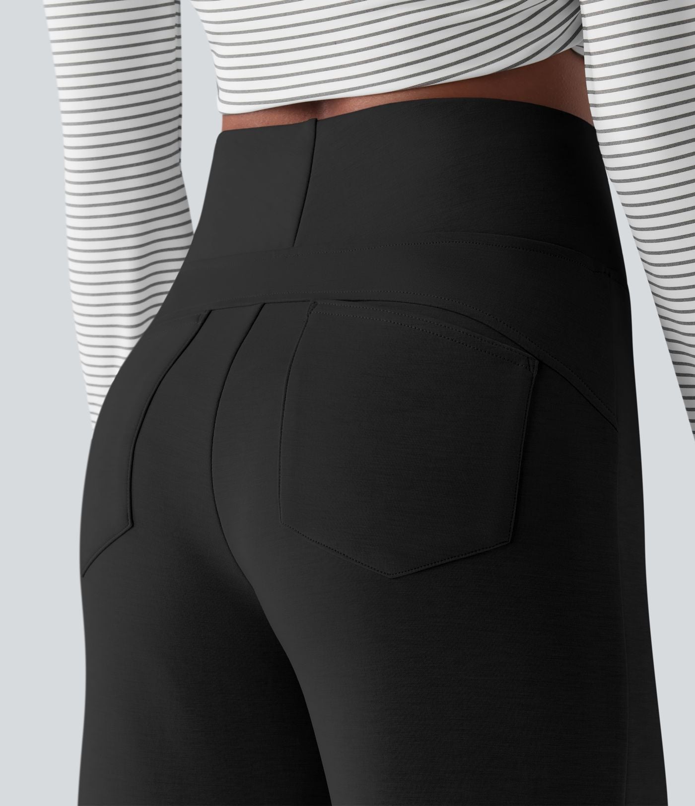 Pantalon décontracté ample taille haute avec poches