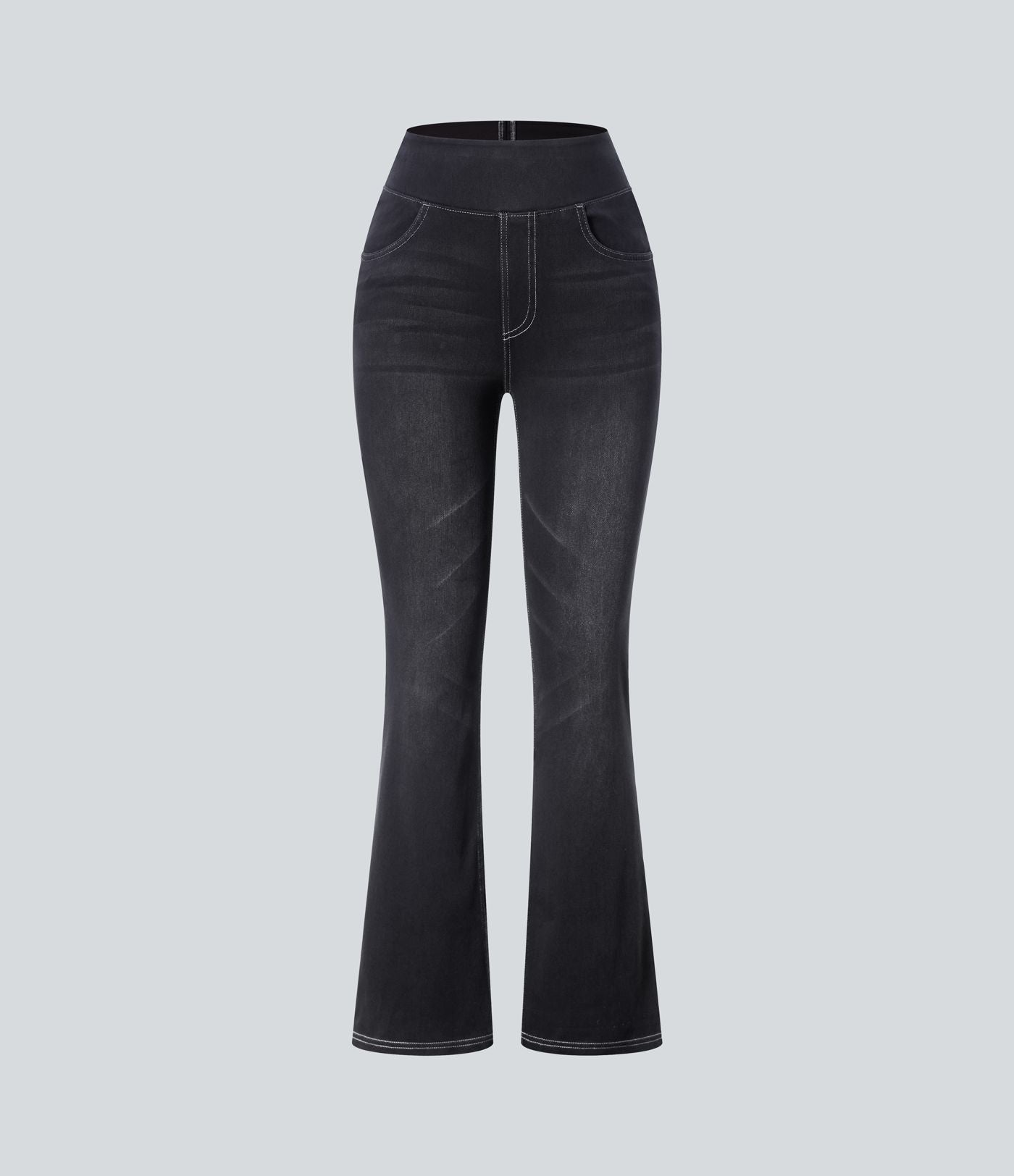 Halara Flex™ Jean bootcut décontracté extensible délavé taille haute à poches multiples