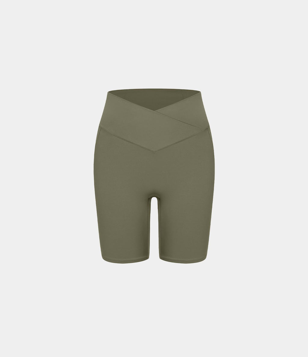 Softlyzero™ Short 17,5cm Yoga Taille Haute Crossover avec Poches Latérales