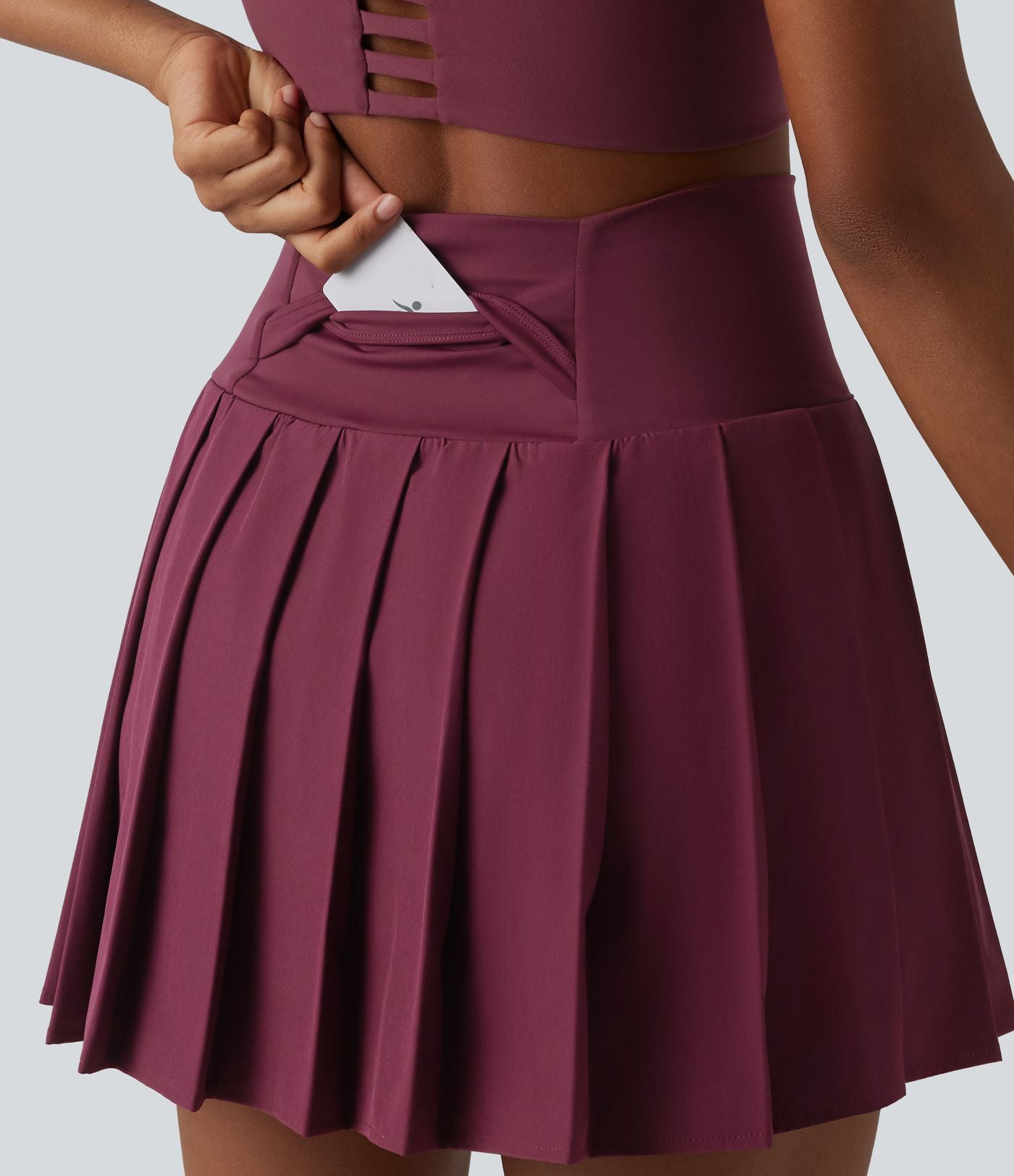 Jupe de danse courte plissée 2-en-1 Breezeful™ taille haute séchage rapide avec ourlet asymétrique et poches – Version longue