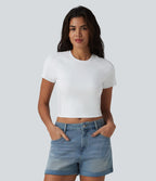 T-shirt casual col rond à manches raglan avec empiècements en mesh respirant