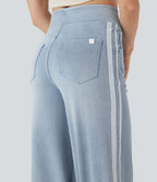 Halara Flex™ Jean large fluide délavé taille haute à rayures avec poches