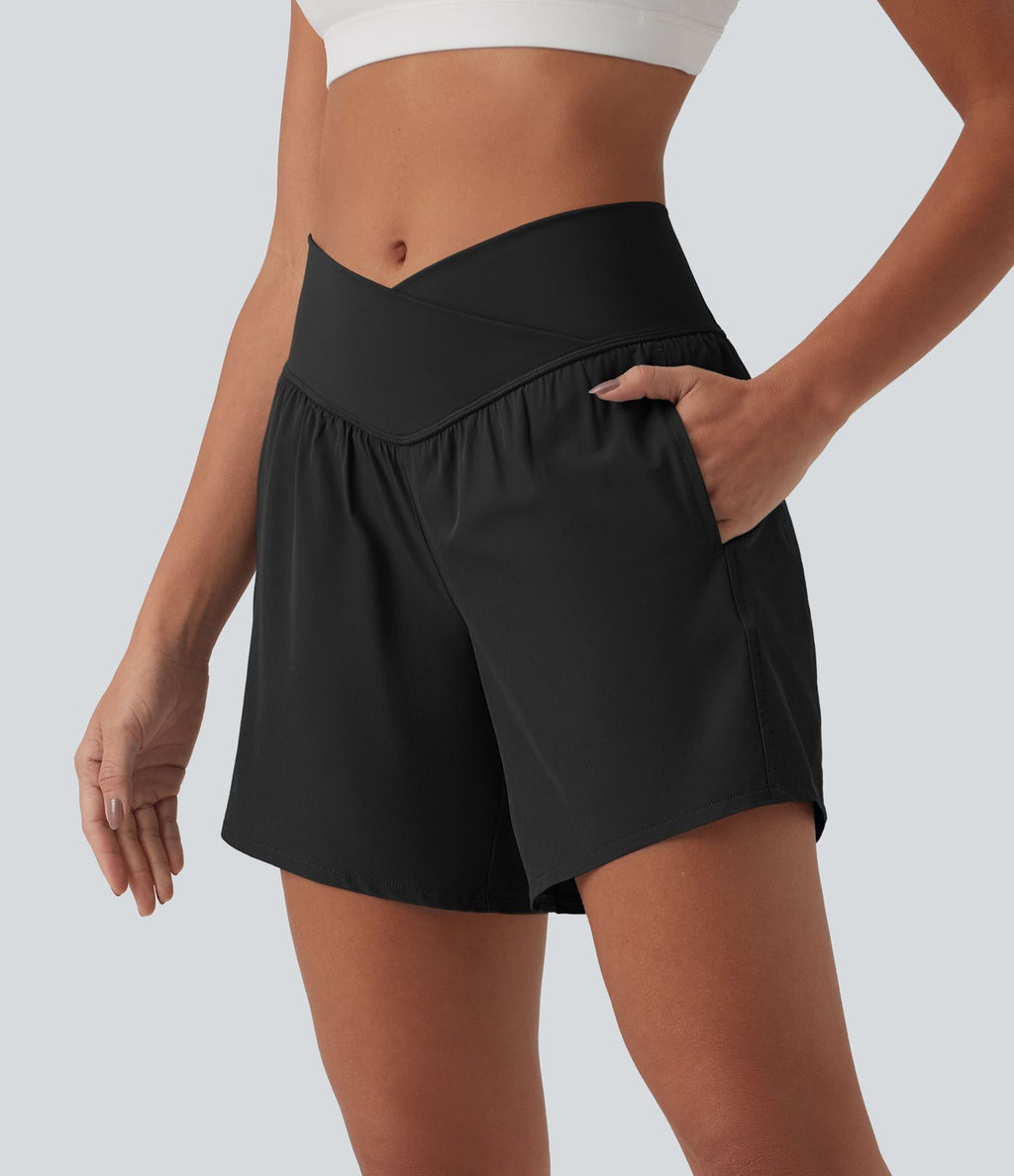 Short yoga 2-en-1 Breezeful™ croisé taille haute séchage rapide 12,5 cm avec poches