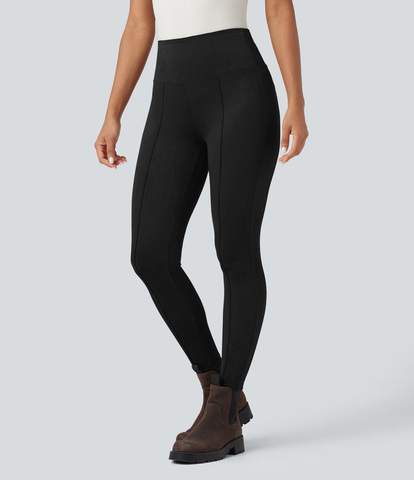 Legging 7/8 décontracté gainant taille haute effet daim
