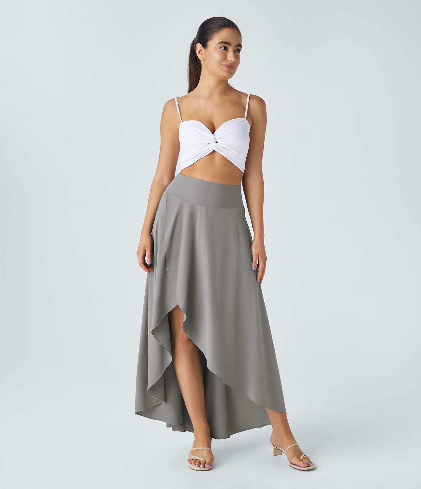 Jupe Longue Casual Breezeful™ Taille Haute à Volants 2en1 Fluide Sèchement Rapide Quotidien Maxi
