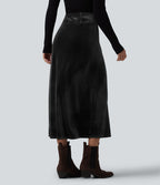 Jupe midi tailleur en velours taille haute