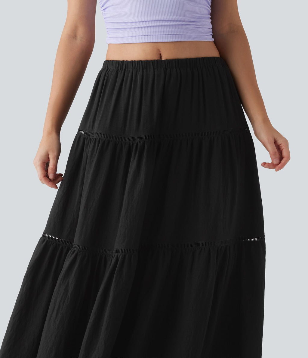 Jupe maxi fluide taille mi-haute