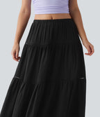 Jupe maxi fluide taille mi-haute
