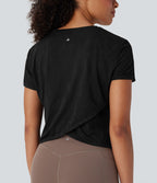 Haut de sport yoga ourlet croisé jacquard sans couture OneForm Seamless Flow
