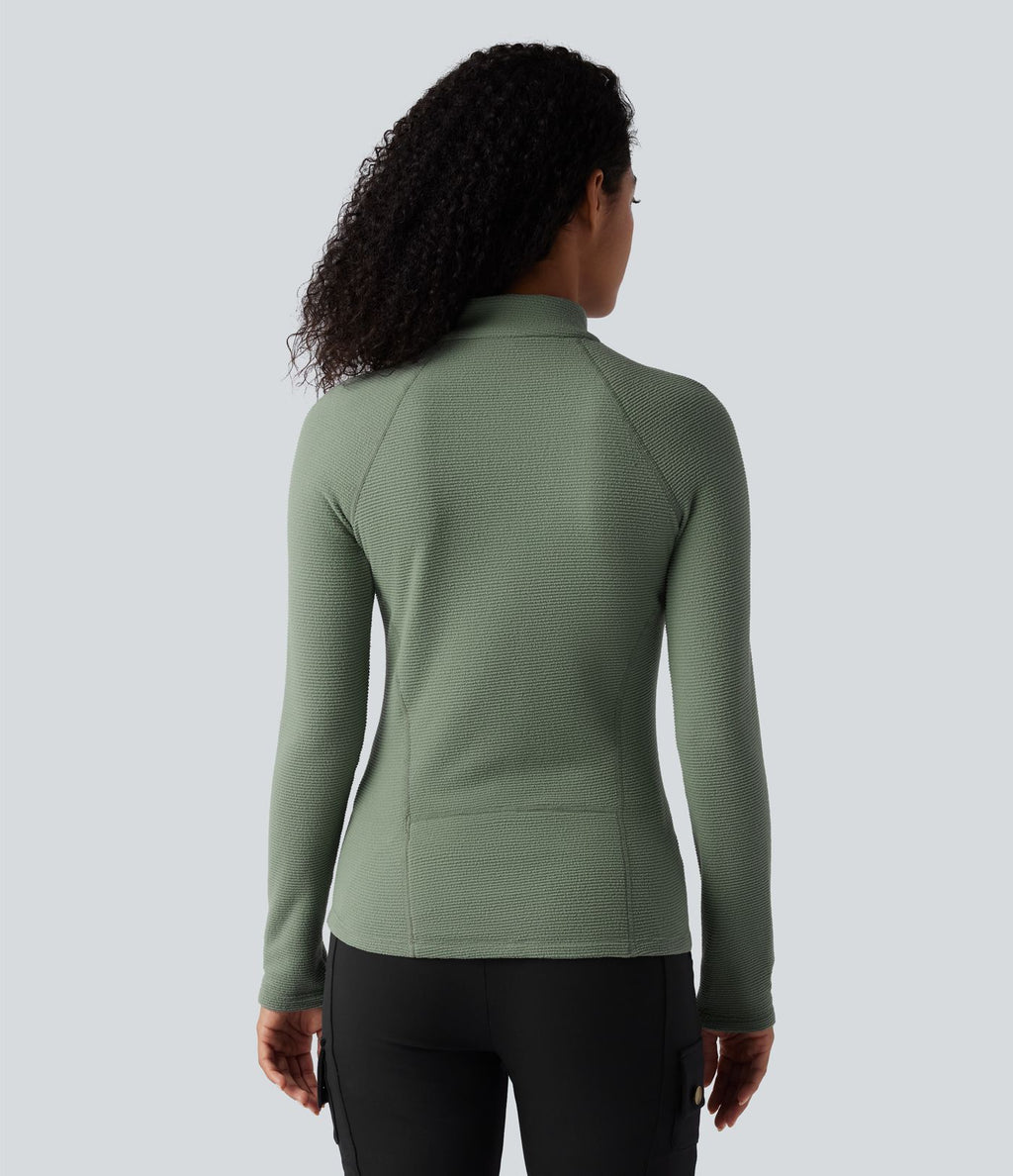 Haut de sport polaire demi-zip pliable à manches longues avec poche