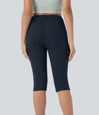 Pantalon cargo pedal pusher ajusté uni taille haute DayStretch avec poches zippées