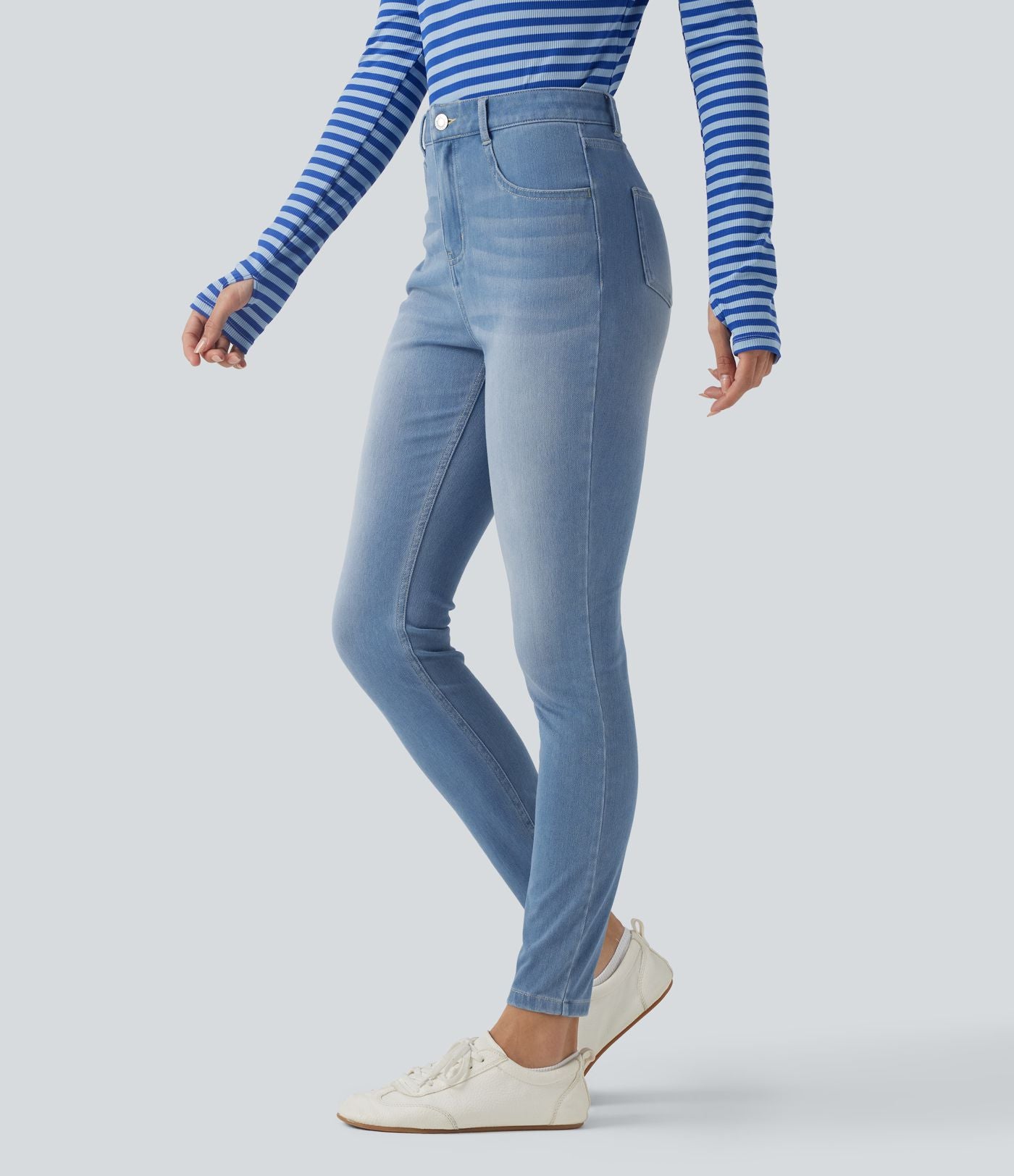 Jean ajusté décontracté Halara Flex™ taille haute avec poches