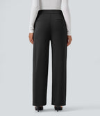 Pantalon tailleur coupe droite taille haute avec poches