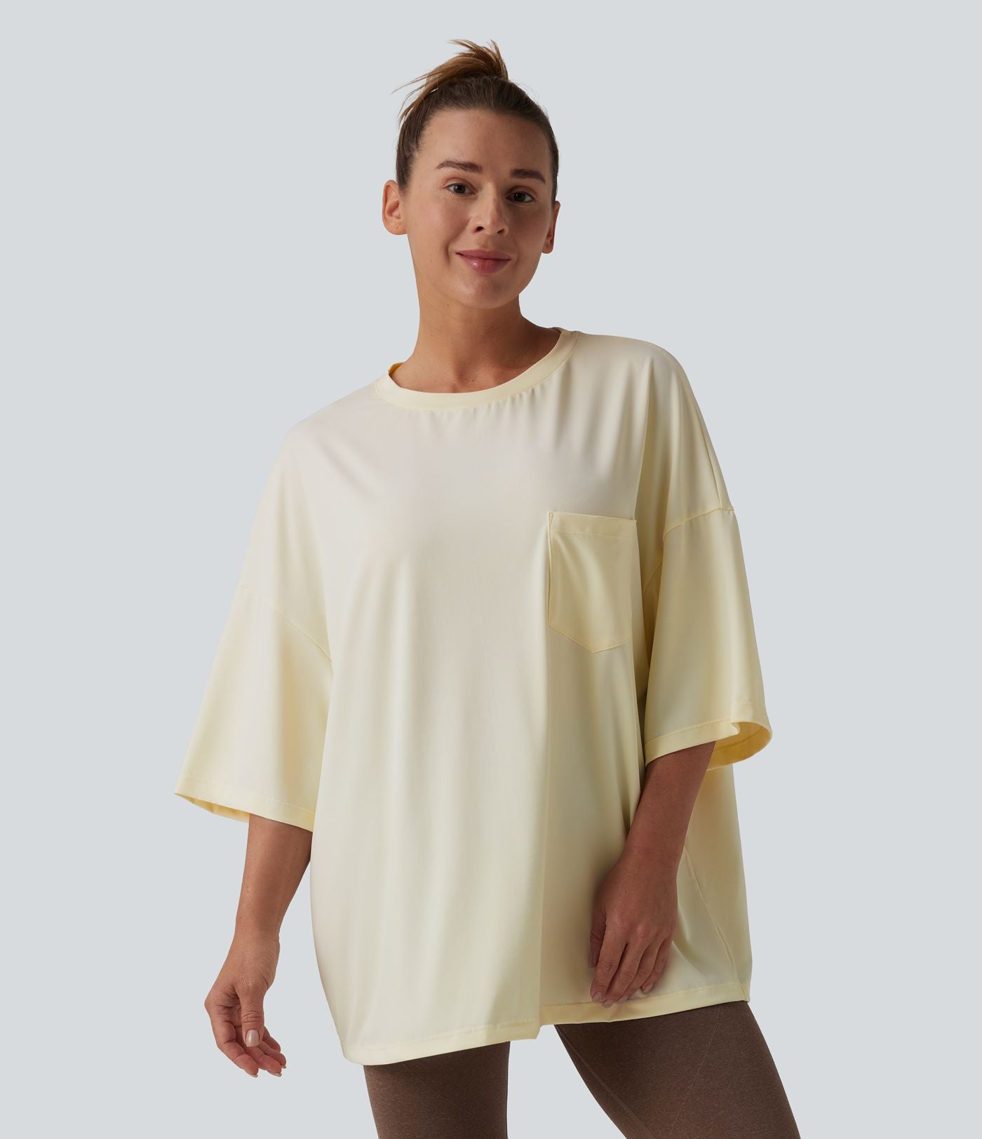 T-shirt décontracté col rond avec poche