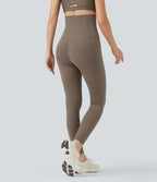 Pantalon large fluide décontracté gainant taille haute avec poches