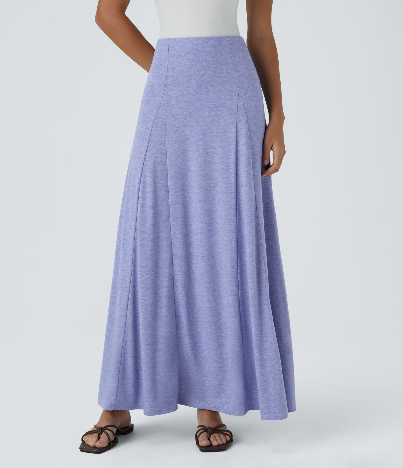 Jupe Évasée Casual Longue Fermeture Éclair Latérale Taille Haute