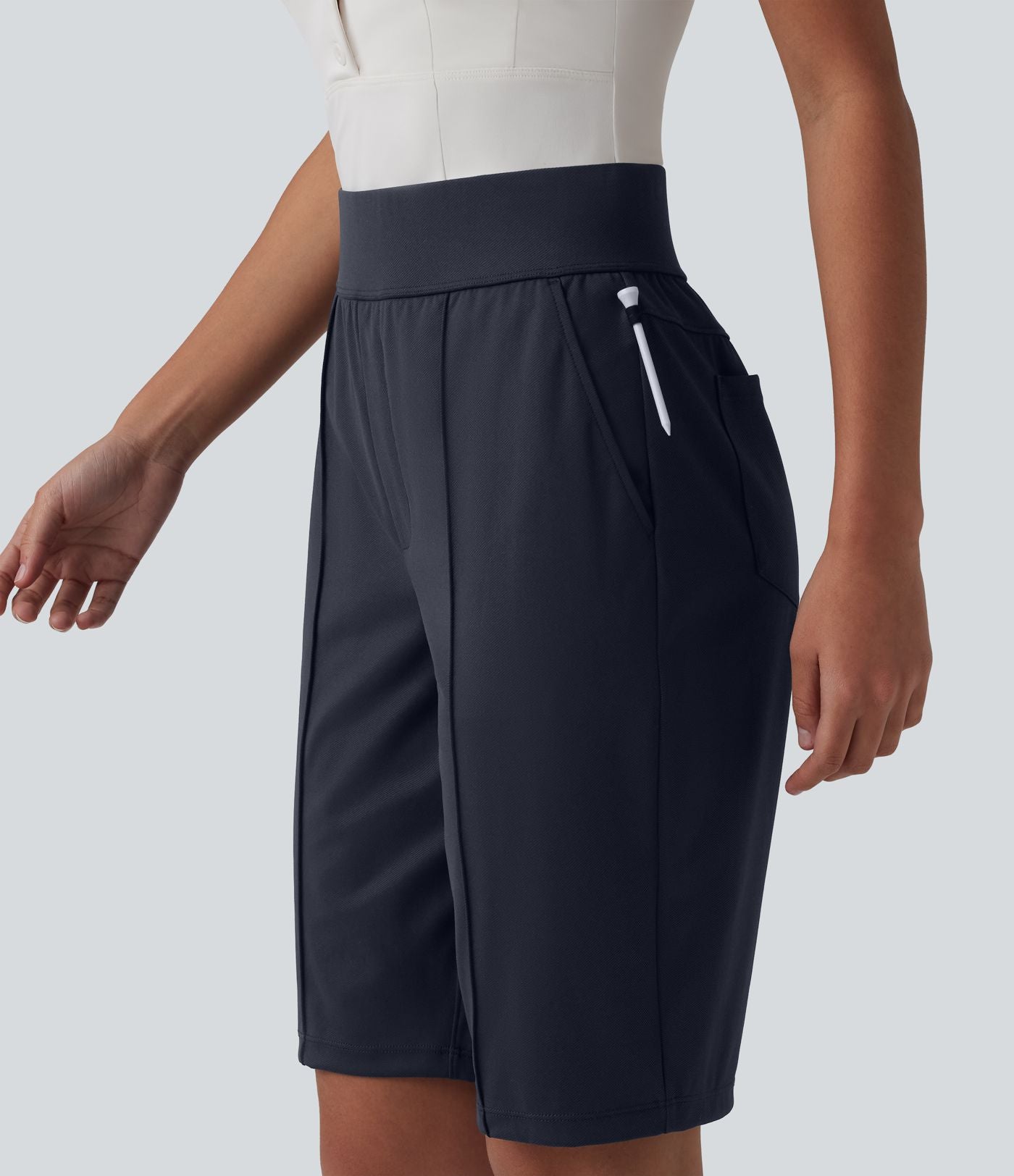 Short de golf séchage rapide taille haute avec poches 25 cm - Golf Tee - UPF40+