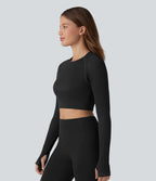 OneForm Seamless Flow Top de sport court yoga dos nu à manches longues raglan avec passants pouces
