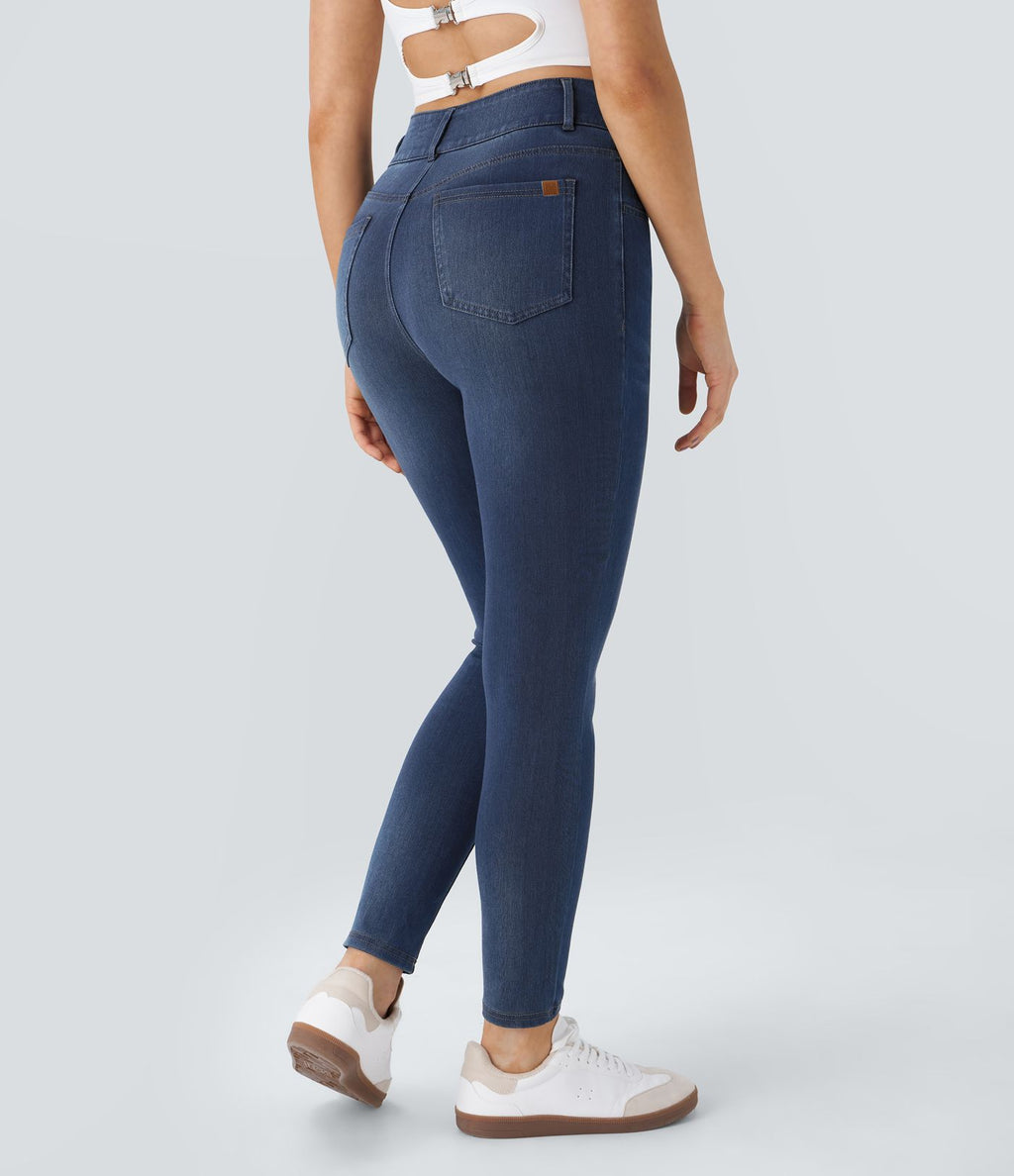Halara Flex™ Jean skinny Casual Taille Haute Fermeture Éclair Boutonnés Plusieurs Poches Tricot Extensible