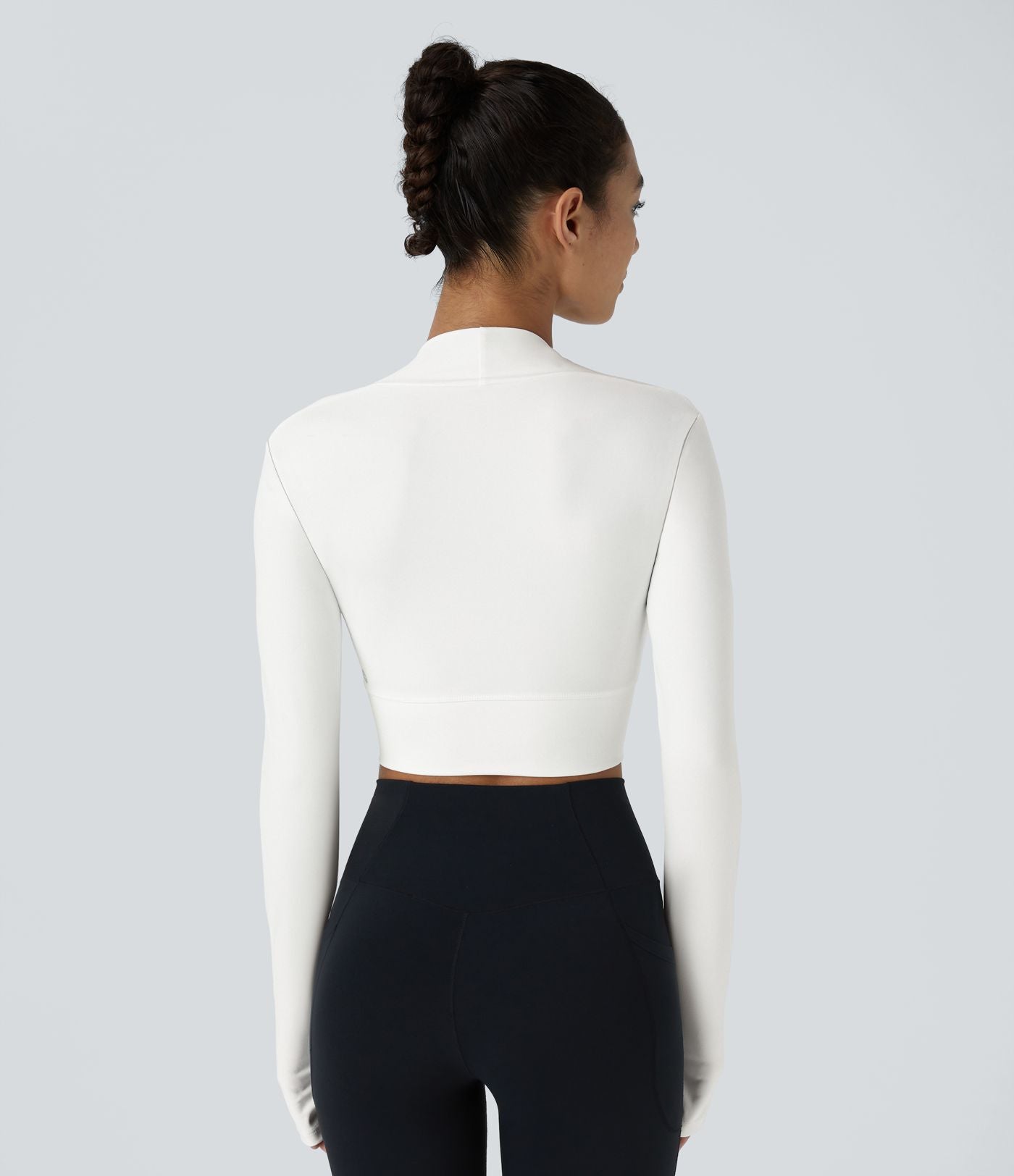 Softlyzero™ Plush Top de Sport Yoga Pull Manches Longues Trou pour Pouce 2 en 1 Court