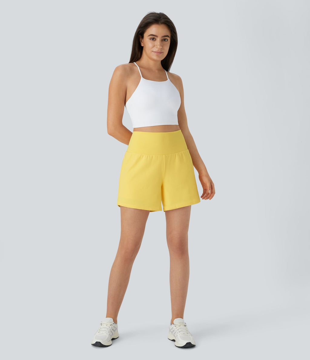 Short yoga 2-en-1 SoftlyZero™ Airy effet frais InstantCool taille très haute 12,5 cm avec poches, longueur allongée