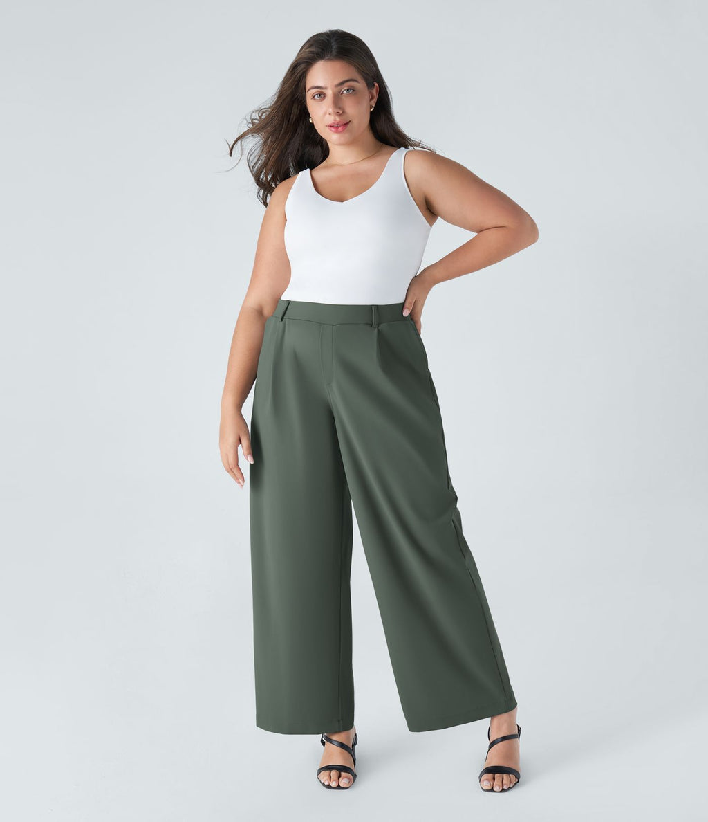 Pantalon de travail grande taille coupe droite taille haute Halara Flex™ DayStretch avec poches
