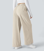 Halara Flex™ Pantalon Tailleur Large Fluide Gaufré Taille Haute Poches Latérales