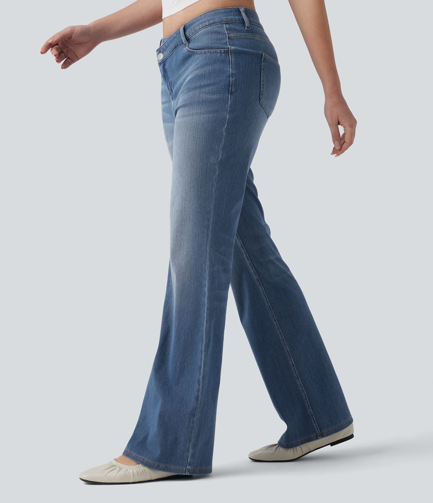 Halara Flex™ Jean évasé asymétrique taille haute avec poches