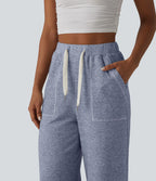 Pantalon ample taille haute avec cordon de serrage et poches
