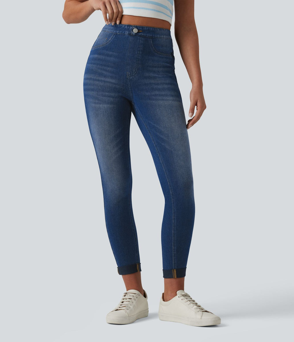 Legging 7/8 casual denim Halara Flex™ gainant taille haute avec poches