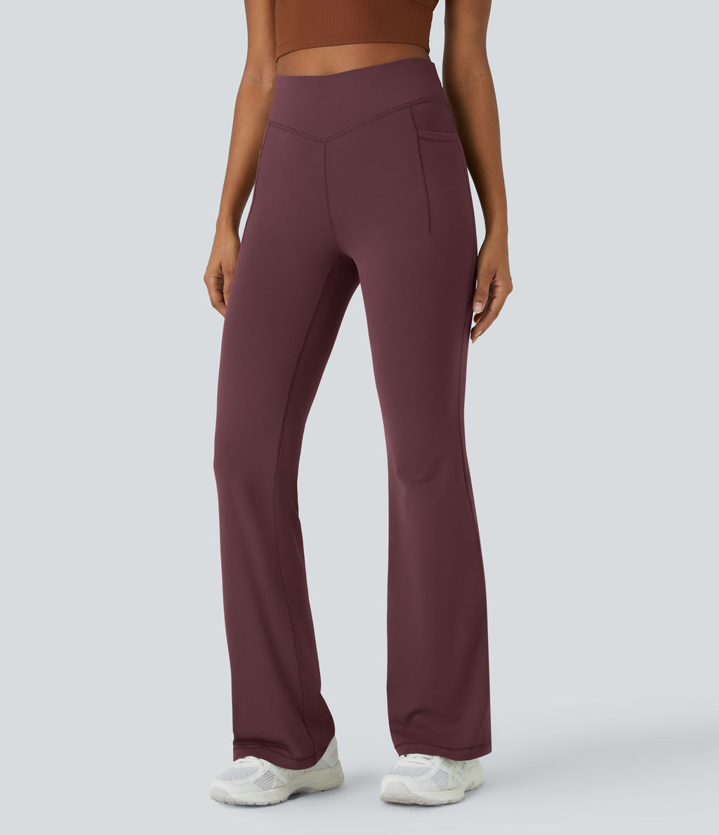 Pantalon évasé pleine longueur de course gainant taille mi-haute avec poches Halara UltraSculpt™