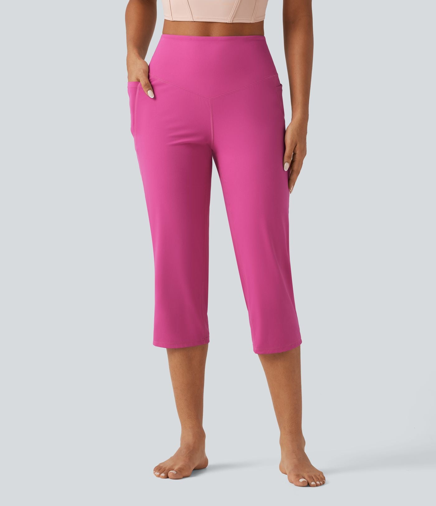 Pantacourt de yoga droit Halara UltraSculpt™ taille haute gainant avec poches
