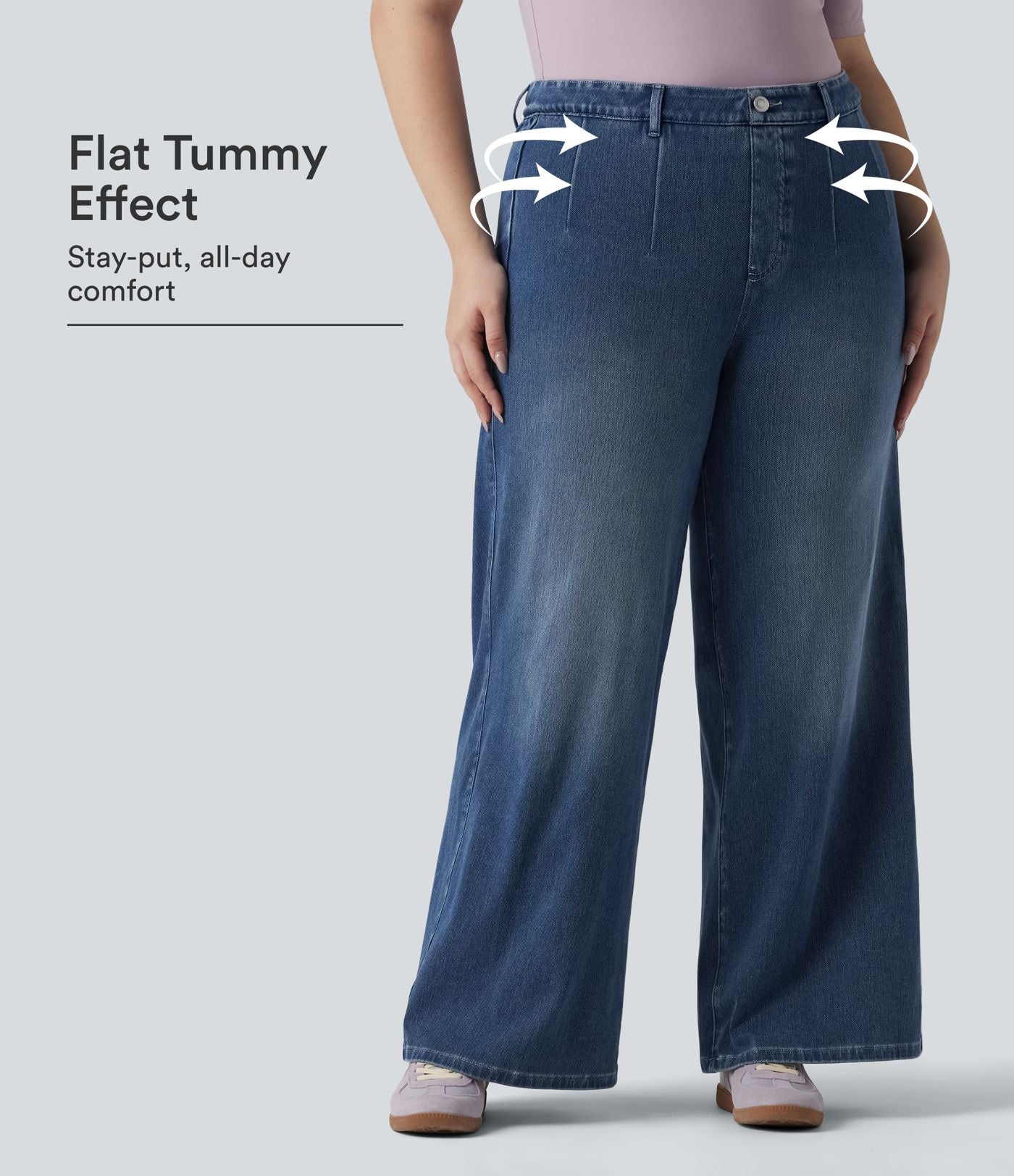 Halara Flex™ Jean large casual grande taille taille haute ventre plat avec poches