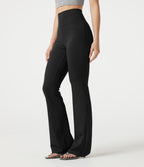 Pantalon bootcut décontracté, taille haute, à poches