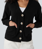 Cardigan tailleur col V manches longues avec poches