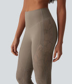 Pantalon de yoga évasé gainant taille haute avec dentelle contrastée et poche Halara UltraSculpt™
