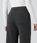 Halara Flex™ Pantalon tailleur pied-de-poule coupe droite taille haute avec poches