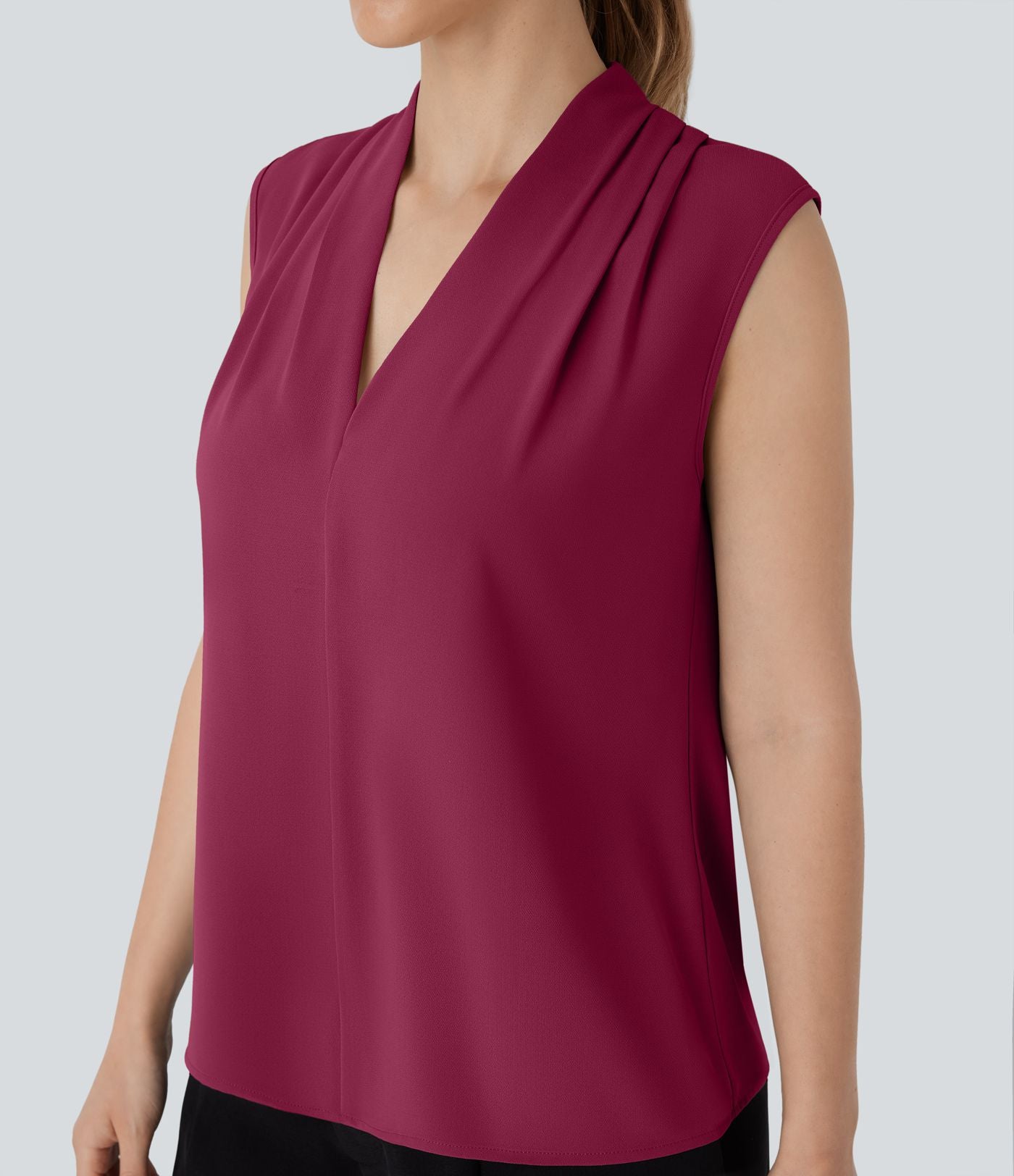 Blouse sans manches col V pour le bureau