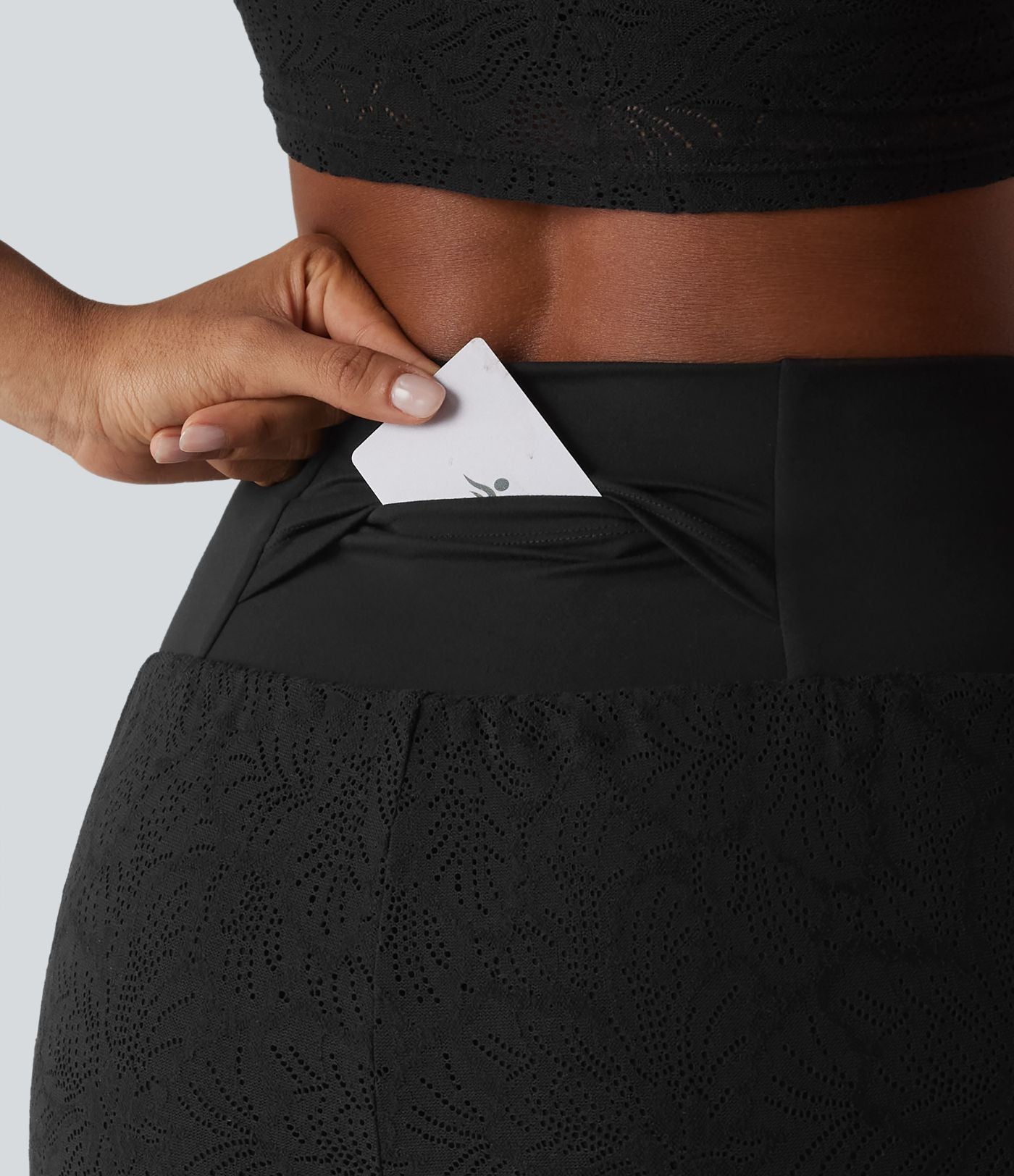 SoftlyZero™ Short de sport 2 en 1 taille haute en dentelle 7,5 cm avec poches