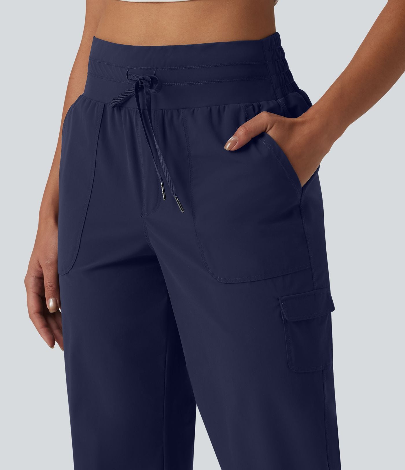 Pantalon décontracté corsaire droit taille mi-haute effet frais InstantCool à séchage rapide, cordon de serrage et poches, protection solaire UPF40+